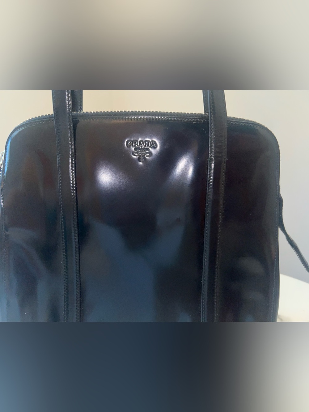 90s Vintage Prada Spazzolato bag In Black Noir CBK Carolyn Bessette Kennedy - Picture 3 of 12